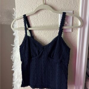 Elegant Navy Blue Lace Camisole